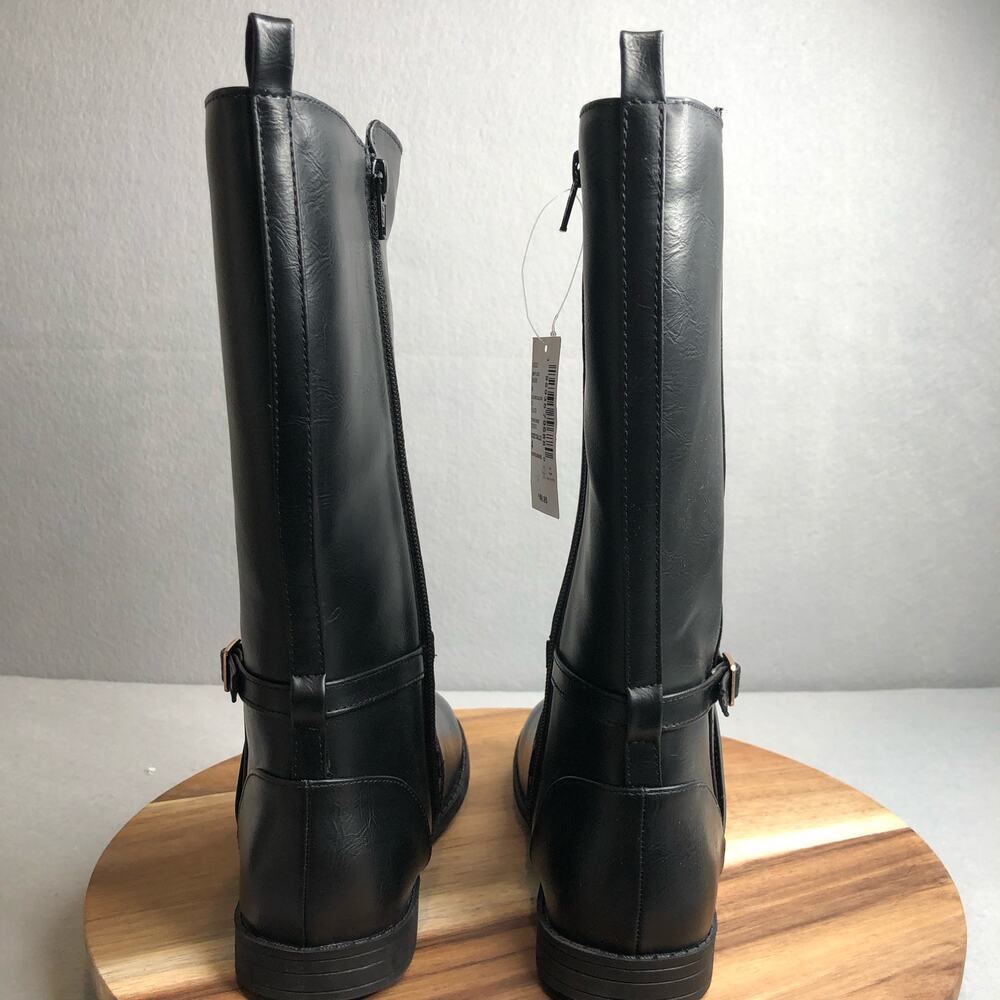Childrens Place NWT Girl Buckle Tall Boots Black Size 4 Side Zipper Faux Leather - Picture 6 of 8